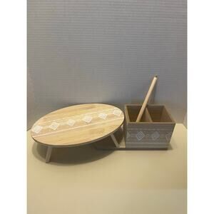 Target Dollar Spot 2022 Wooden Folding Tray and Paper Towel Caddy